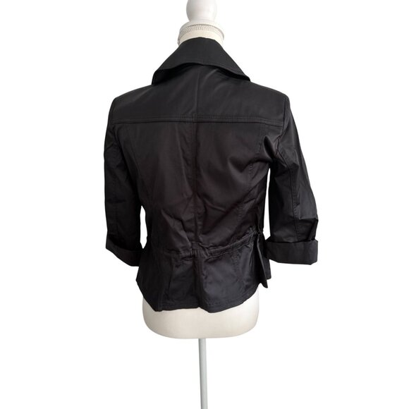 WHITE HOUSE BLACK MARKET WHBM Black Satin Finish Jacket Blazer Size 00 - Picture 2 of 6